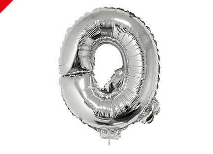 Balloon on Stick - 16" Silver Letter Q - SKU:84831 - UPC:8712364848311 - Party Expo