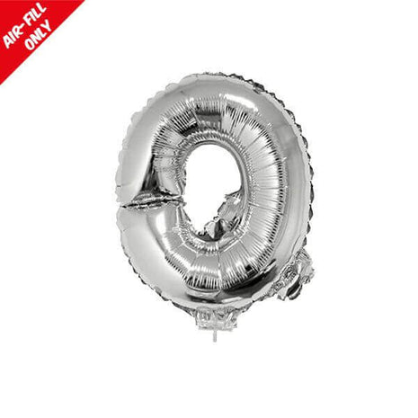 Balloon on Stick - 16" Silver Letter Q - SKU:84831 - UPC:8712364848311 - Party Expo