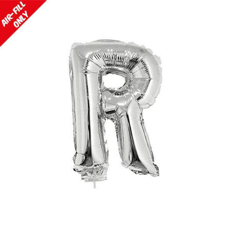 Balloon on Stick - 16" Silver Letter R - SKU:84833 - UPC:8712364848335 - Party Expo