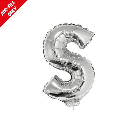 Balloon on Stick - 16" Silver Letter S - SKU:84837 - UPC:8712364848373 - Party Expo