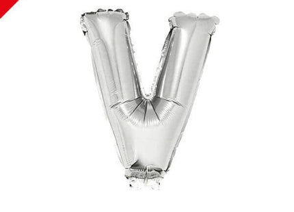 Balloon on Stick - 16" Silver Letter V - SKU:84843 - UPC:8712364848434 - Party Expo