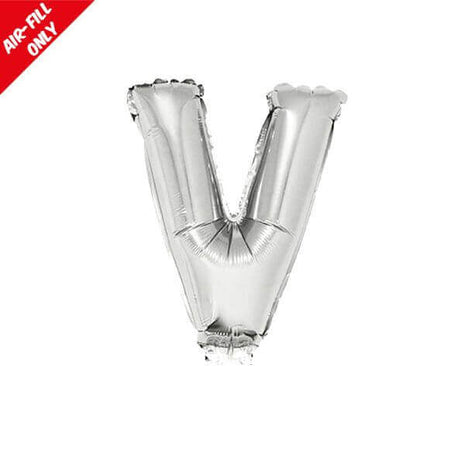 Balloon on Stick - 16" Silver Letter V - SKU:84843 - UPC:8712364848434 - Party Expo