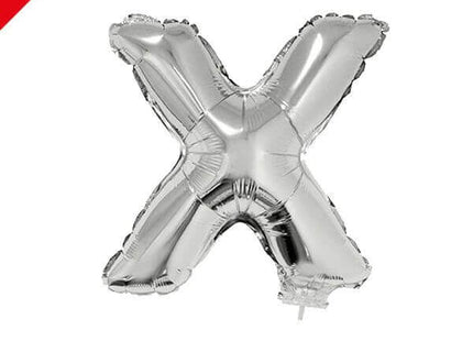 Balloon on Stick - 16" Silver Letter X - SKU:84847 - UPC:8712364848472 - Party Expo