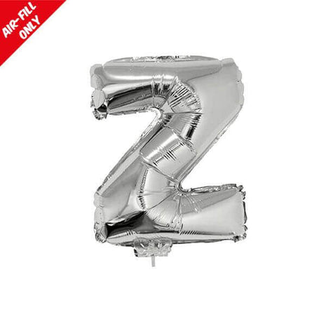 Balloon on Stick - 16" Silver Letter Z - SKU:84851 - UPC:8712364848519 - Party Expo