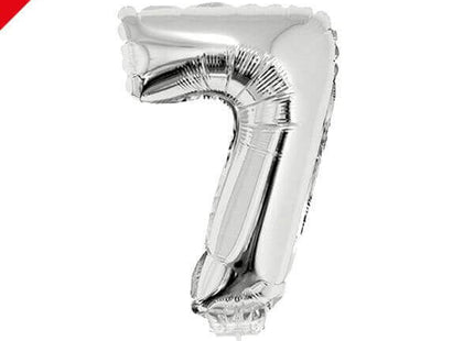 Balloon on Stick - 16" Silver Number 7 - SKU:84783** - UPC:8712364847833 - Party Expo
