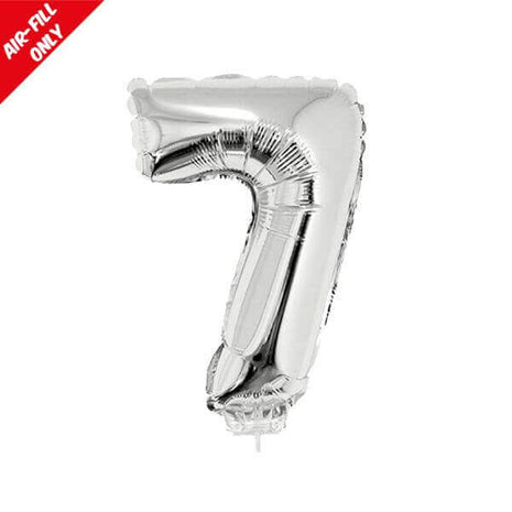 Balloon on Stick - 16" Silver Number 7 - SKU:84783** - UPC:8712364847833 - Party Expo