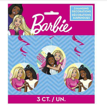 Barbie - Hanging Swirl Decorations (3ct) - SKU:47742 - UPC:011179477425 - Party Expo