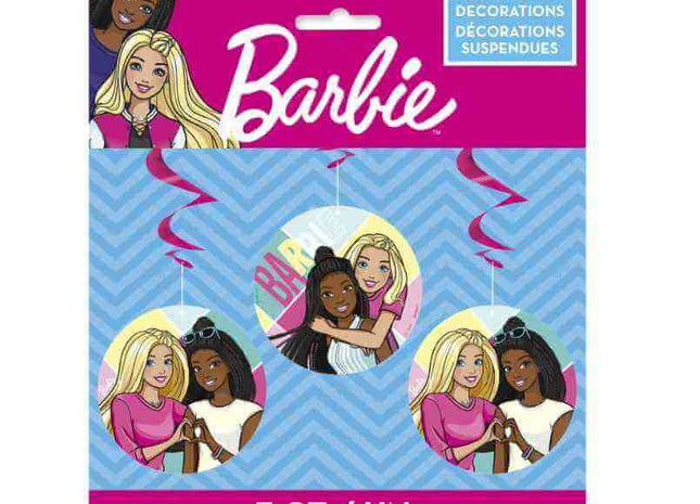 Barbie - Hanging Swirl Decorations (3ct) - SKU:47742 - UPC:011179477425 - Party Expo