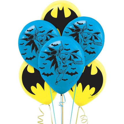 12" Batman Latex Balloons - Multicolor (6ct) - SKU:111386 - UPC:013051481544 - Party Expo