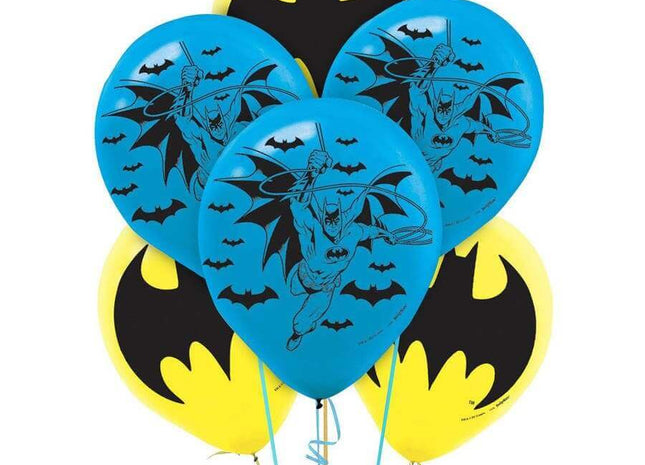 12" Batman Latex Balloons - Multicolor (6ct) - SKU:111386 - UPC:013051481544 - Party Expo