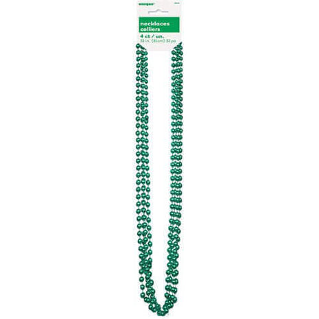 Bead Necklace-Green Metallic - SKU:95104 - UPC:011179951048 - Party Expo