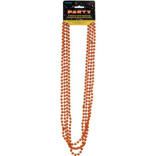 Bead Necklace-Orange Metallic - SKU: - UPC:011179951178 - Party Expo