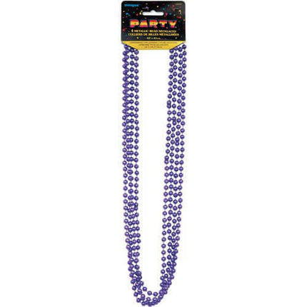 Bead Necklace-Purple Metallic - SKU:95105 - UPC:011179951055 - Party Expo