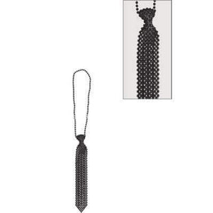 Beaded Tie Necklace - Black - SKU: - UPC:013051676230 - Party Expo