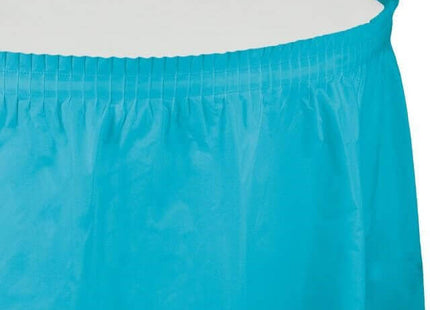 Bermuda Blue Plastic Tableskirt - SKU:010539- - UPC:073525111902 - Party Expo