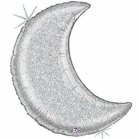 Betallic - 42" Silver Glitter Moon Mylar Balloon #379 - SKU:92558 - UPC:030625357333 - Party Expo