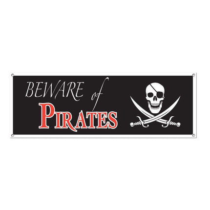 Beware Of Pirates Sign Banner - SKU:57531 - UPC:034689575313 - Party Expo