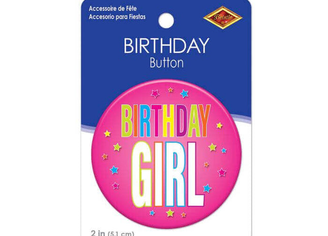 Birthday Girl Button - SKU:BT122 - UPC:022735001800 - Party Expo