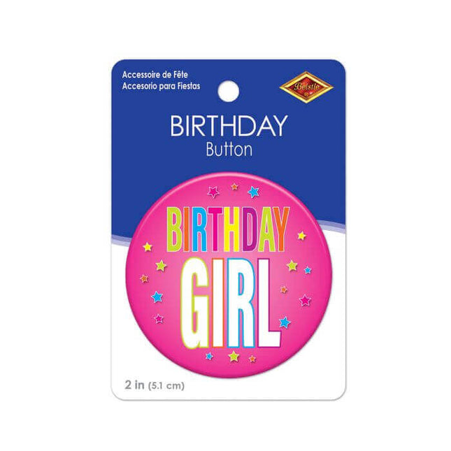 Birthday Girl Button - SKU:BT122 - UPC:022735001800 - Party Expo