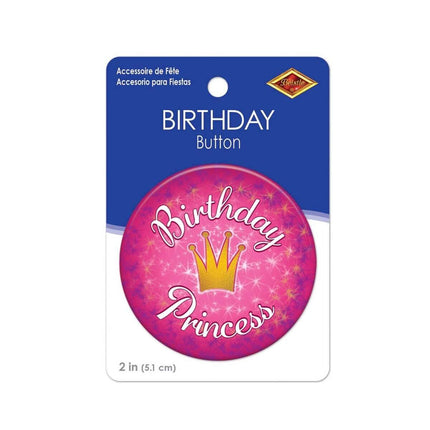 Birthday Princess Button - SKU:BT124 - UPC:022735001824 - Party Expo