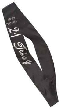 Black 21 Today Birthday Sash - SKU:AL-S-21BS - UPC:760497009541 - Party Expo