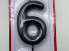 Black Birthday Candle - #6 - SKU:091312-6 - UPC:677545157027 - Party Expo