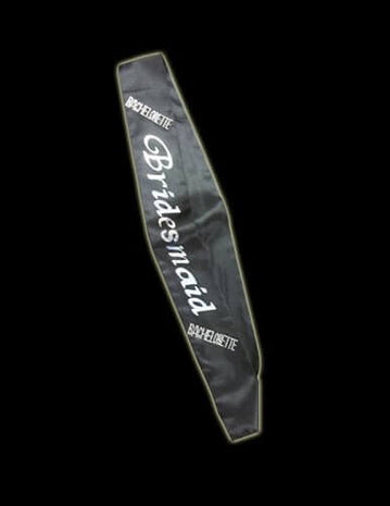 Black Bridesmaid Sash With Clear Bachelorette Stones - SKU:AL-SASH-QUIN/W - UPC:760497009893 - Party Expo