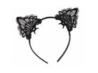 Black Cat Headband with Lace Ears - SKU:78355 - UPC:721773783555 - Party Expo