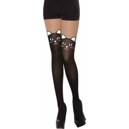 Black Cat Printed Stockings - SKU:78362 - UPC:721773783623 - Party Expo