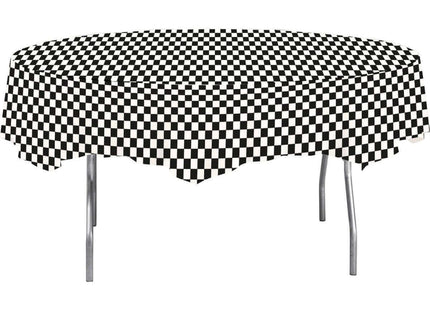 Black Check 82" Octagon Round Table Cover - SKU:41197- - UPC:041624411971 - Party Expo