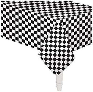 Black Checkered Plastic Tablecover 54*108 - SKU:39197- - UPC:041624392973 - Party Expo