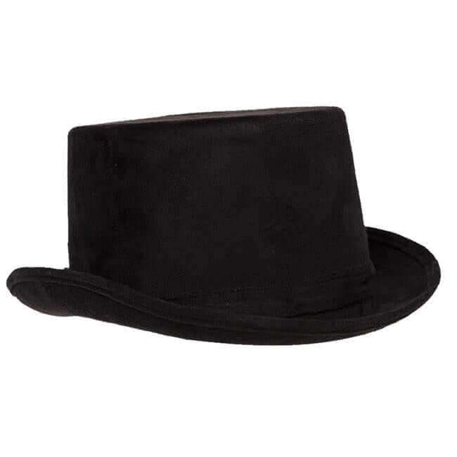 Black Faux Suede Top Hat - SKU:29582 OS - UPC:843248131521 - Party Expo