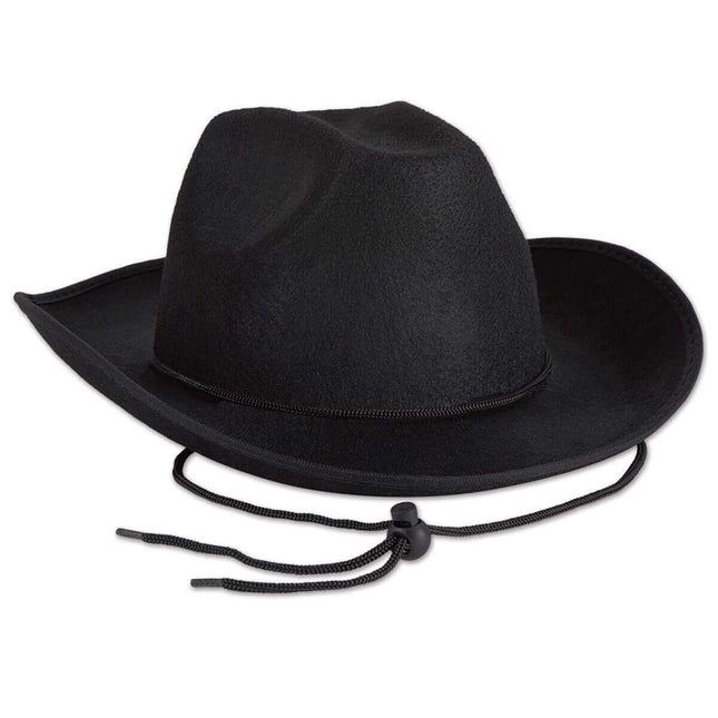 Black Felt Cowboy Hat - SKU:60309-BK - UPC:034689103387 - Party Expo