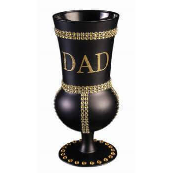 Black Glass Goblet with Gold - Dad - SKU:78024 - UPC:721773780240 - Party Expo