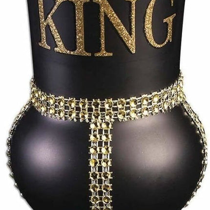 Black Glass Goblet with Gold King - SKU:F78025 - UPC:721773780257 - Party Expo
