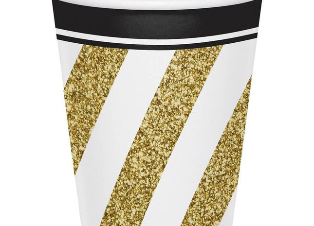 Black & Gold 9oz Cups - SKU:317549 - UPC:039938330750 - Party Expo