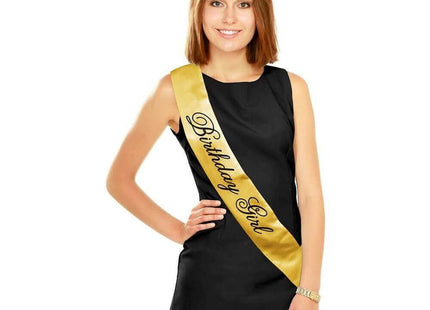 Black & Gold Birthday Girl Sash - SKU:318122 - UPC:039938340728 - Party Expo