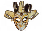 Black & Gold Venetian Jester Mask - SKU:A12350BKG - UPC:831687041426 - Party Expo