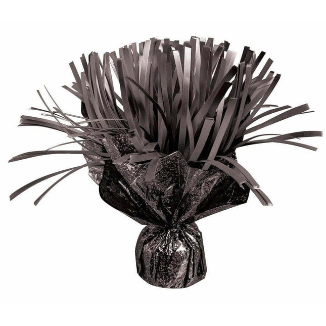 Black Holographic Pom Pom Balloon Weight Centerpiece - SKU:97457BK - UPC:749567974514 - Party Expo