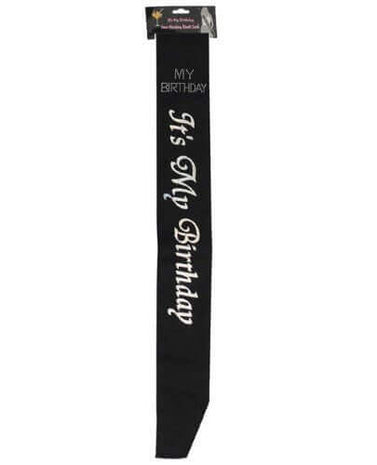 Black It's My Birthday Sash - SKU:AL-S-ITSMY-B - UPC:760497009473 - Party Expo