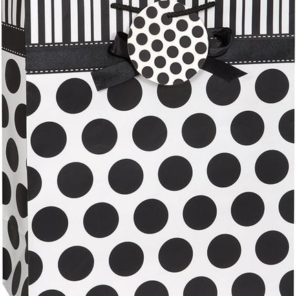 Black Polka Dot Bow Gift Bag - SKU:64499 - UPC:011179644995 - Party Expo