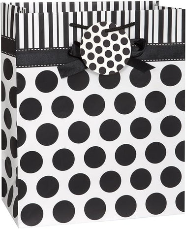 Black Polka Dot Bow Gift Bag - SKU:64499 - UPC:011179644995 - Party Expo