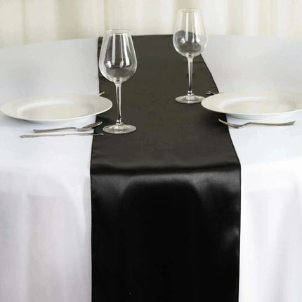 Black Satin Table Runner 12" * 108 - Party Expo