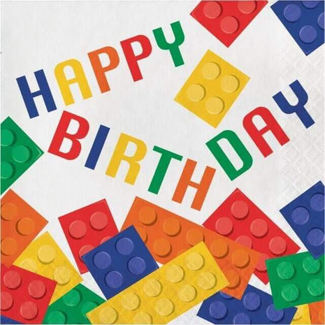 Block Party Happy Birthday Lunch Napkins - SKU:102051 - UPC:039938285890 - Party Expo