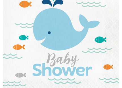 Blue Baby Whale Baby Shower Napkins (16ct) - SKU:322198 - UPC:039938389239 - Party Expo