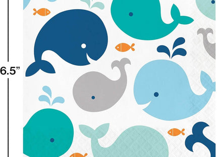 Blue Baby Whale Luncheon Napkins (16ct) - SKU:322197 - UPC:039938389222 - Party Expo
