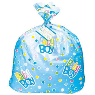 Baby Shower - Blue Dot Jumbo Plastic Bag - SKU:61866 - UPC:011179618668 - Party Expo
