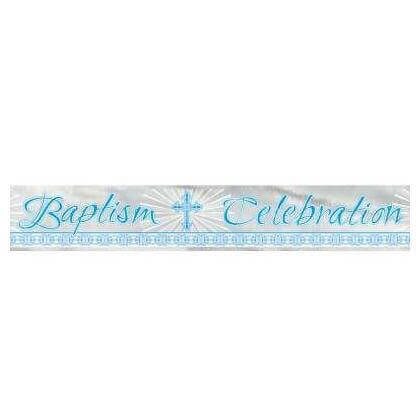 Blue Radiant Cross Baptism Banner - SKU:43845 - UPC:011179438457 - Party Expo