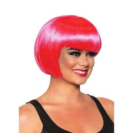 Bob Cut Wig - Hot Pink - SKU: - UPC:843248153387 - Party Expo