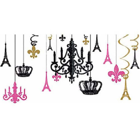 Bridal Shower - "A Day in Paris" Glitter Chandelier Decorating Kit (17pcs) - SKU:241674 - UPC:013051711382 - Party Expo